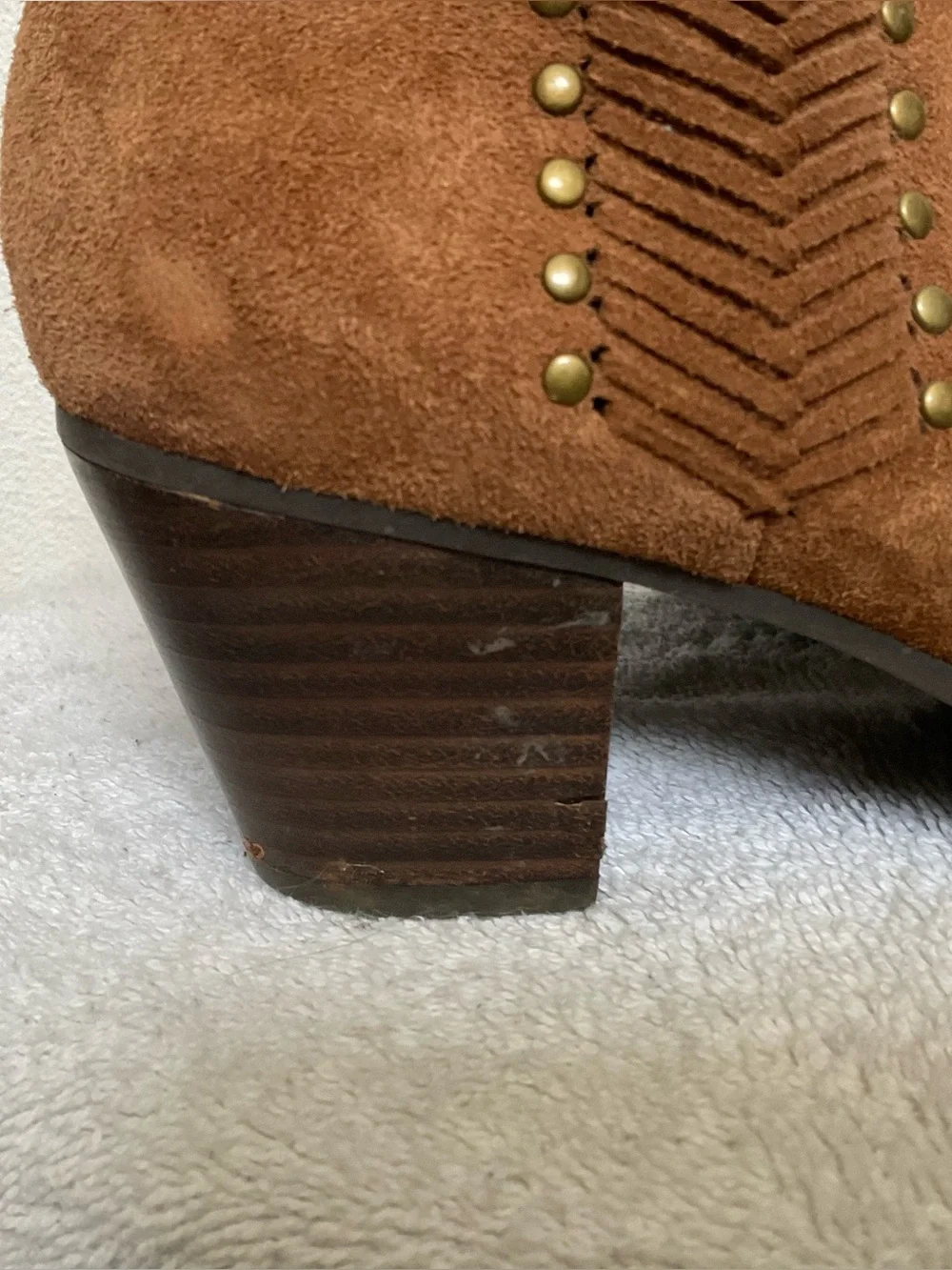 Franco Fortini Nicolette Brown Suede Ankle Booties Size 8 Zip Close Western